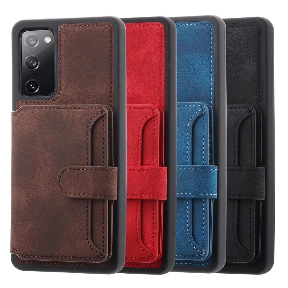 For Samsung Galaxy S20 RFID Blocking Phone Case Leather Coated TPU Cover with Kickstand Wallet