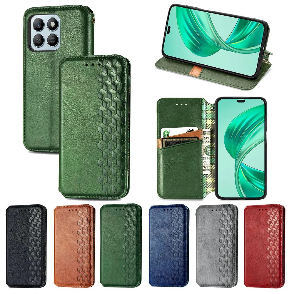 Fashion Magnetic Suction Folio Shockproof Scratch-proof Flip Protective PU Leather Wallet Phone Case for Honor 200 Smart