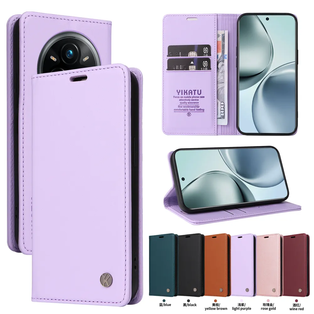 YIKATU YK-001 For Realme 14 Pro Plus Phone Wallet Case Anti-fall Phone Shell Magnetic Closure Flip Leather Cover Stand