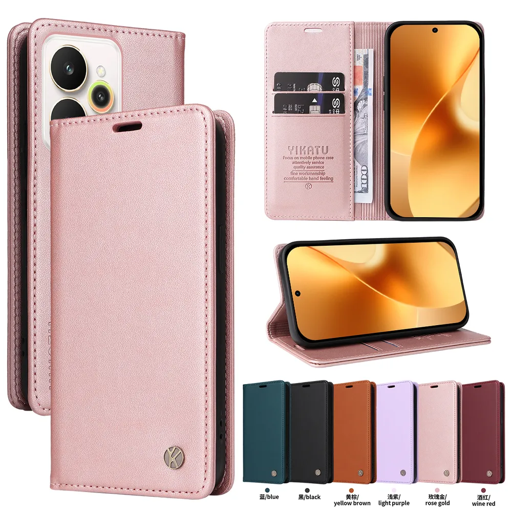 YIKATU YK-001 For Oppo Realme 15 Pro 5G Phone Wallet Case Anti-fall Phone Shell Magnetic Closure Flip Leather Cover Stand