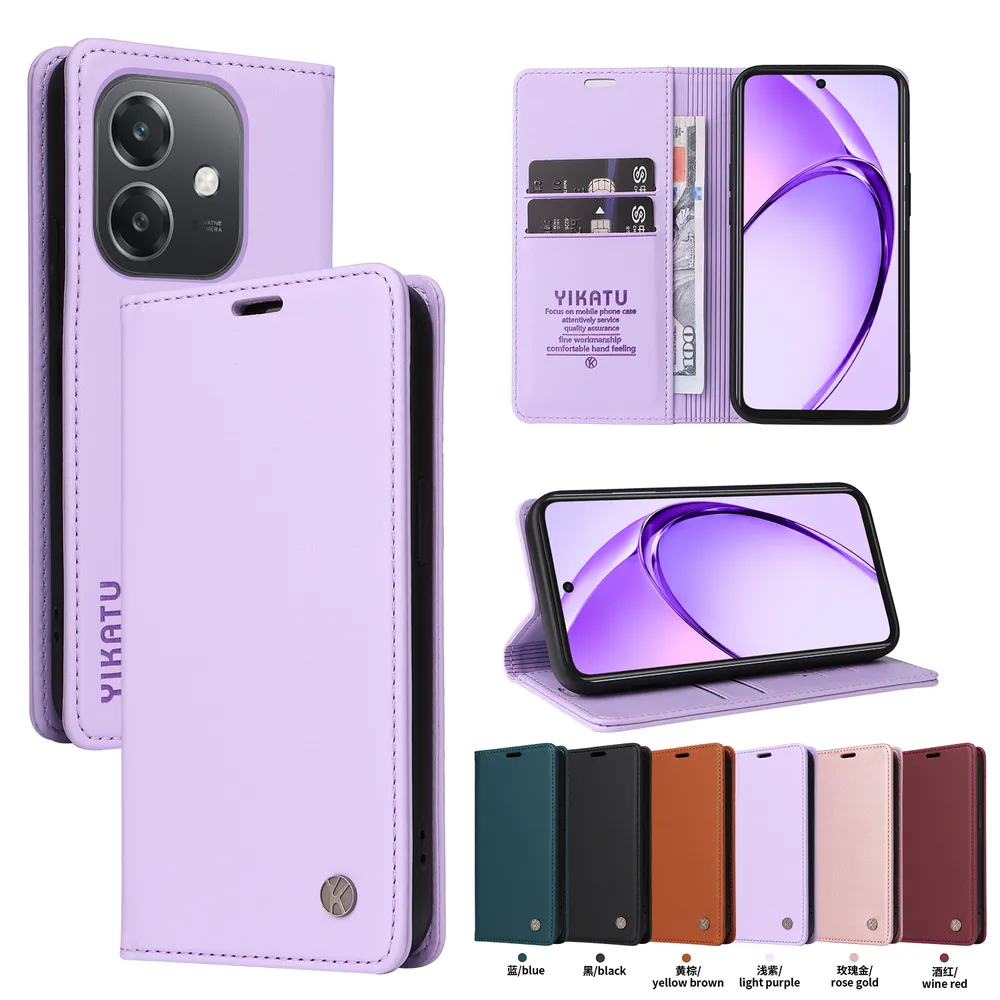 YIKATU YK-001 For Oppo A60 5G / A40 / A40M Phone Wallet Case Anti-fall Phone Shell Magnetic Closure Flip Leather Cover Stand