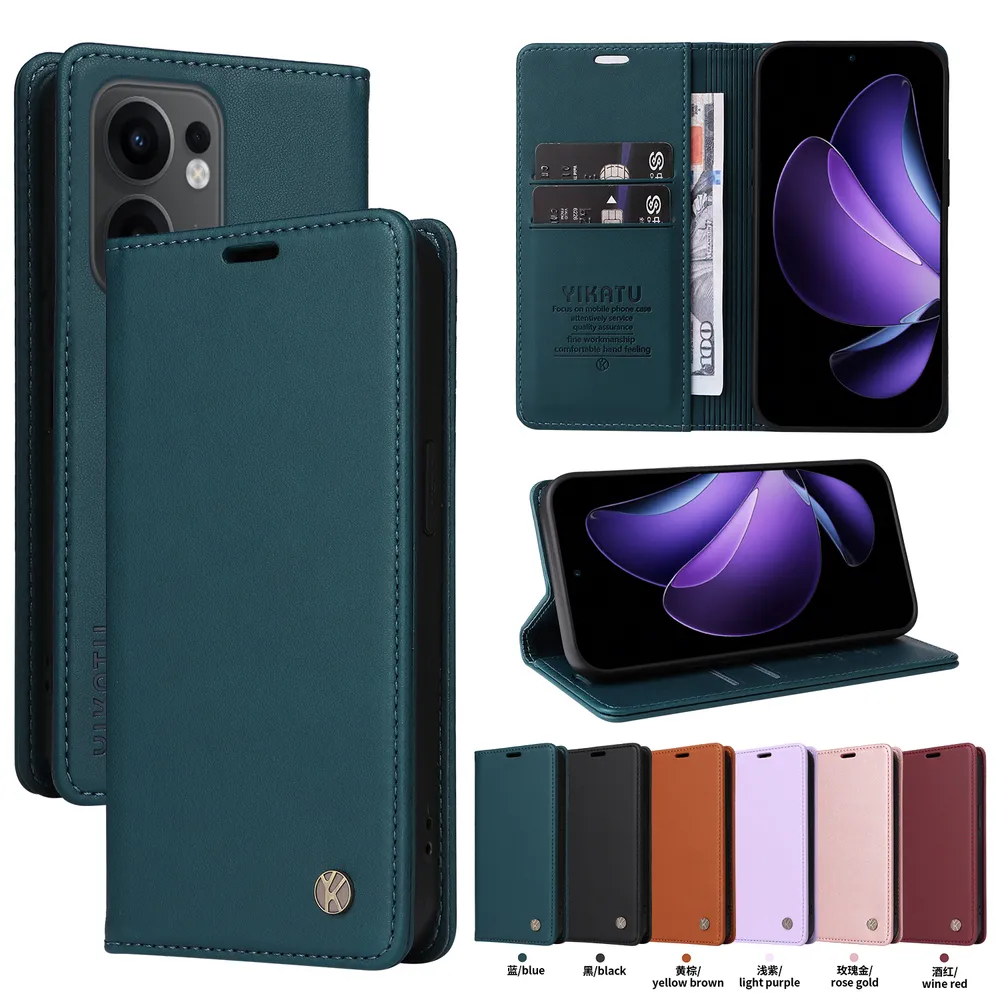 YIKATU YK-001 For Oppo Reno 13F Phone Wallet Case Anti-fall Phone Shell Magnetic Closure Flip Leather Cover Stand