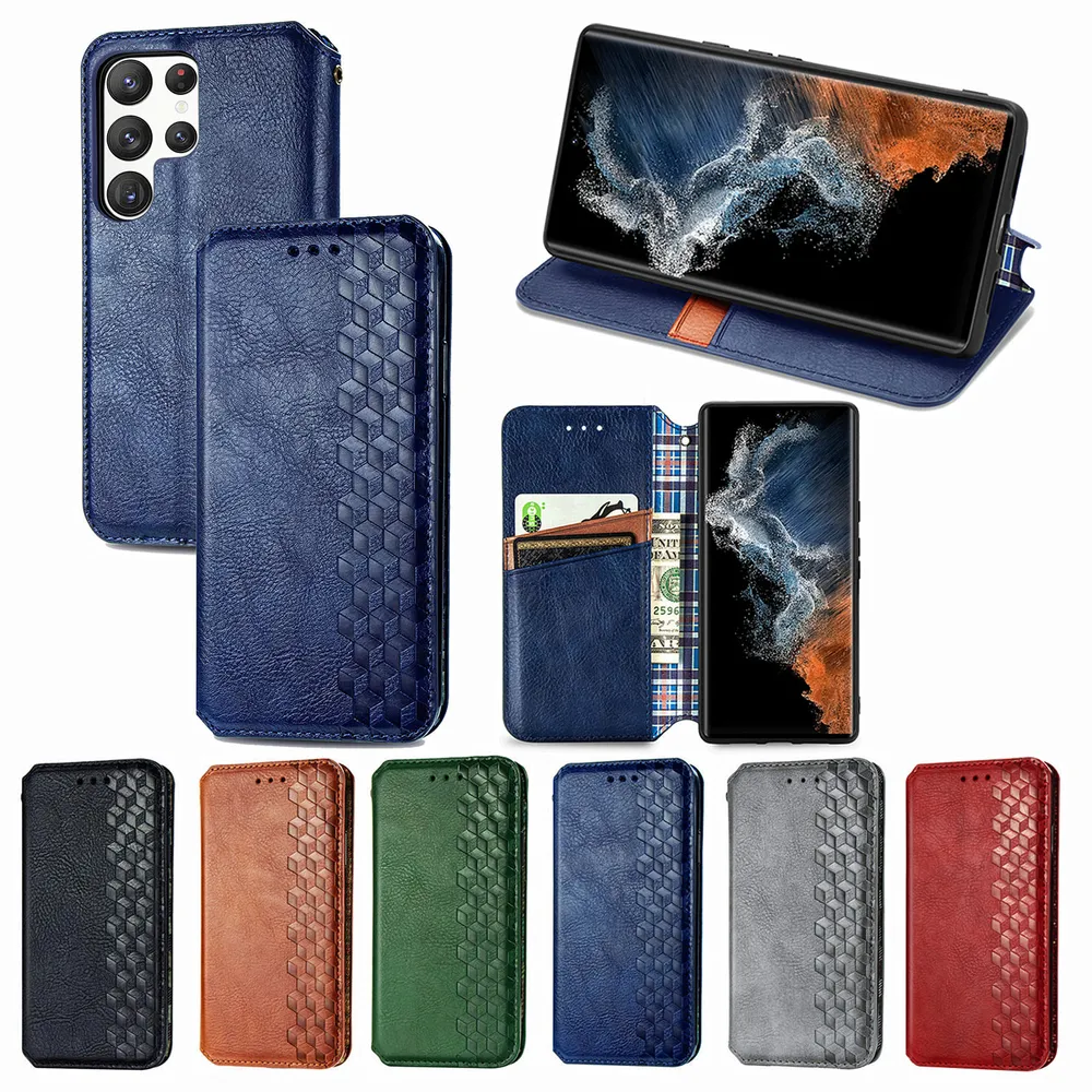 Fashion Magnetic Suction Folio Shockproof Scratch-proof Flip Protective PU Leather Wallet Phone Case for Samsung Galaxy S25 Ultra