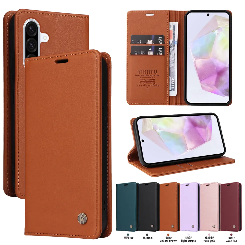 YIKATU YK-001 For Samsung Galaxy M56 Phone Wallet Case Anti-fall Phone Shell Magnetic Closure Flip Leather Cover Stand