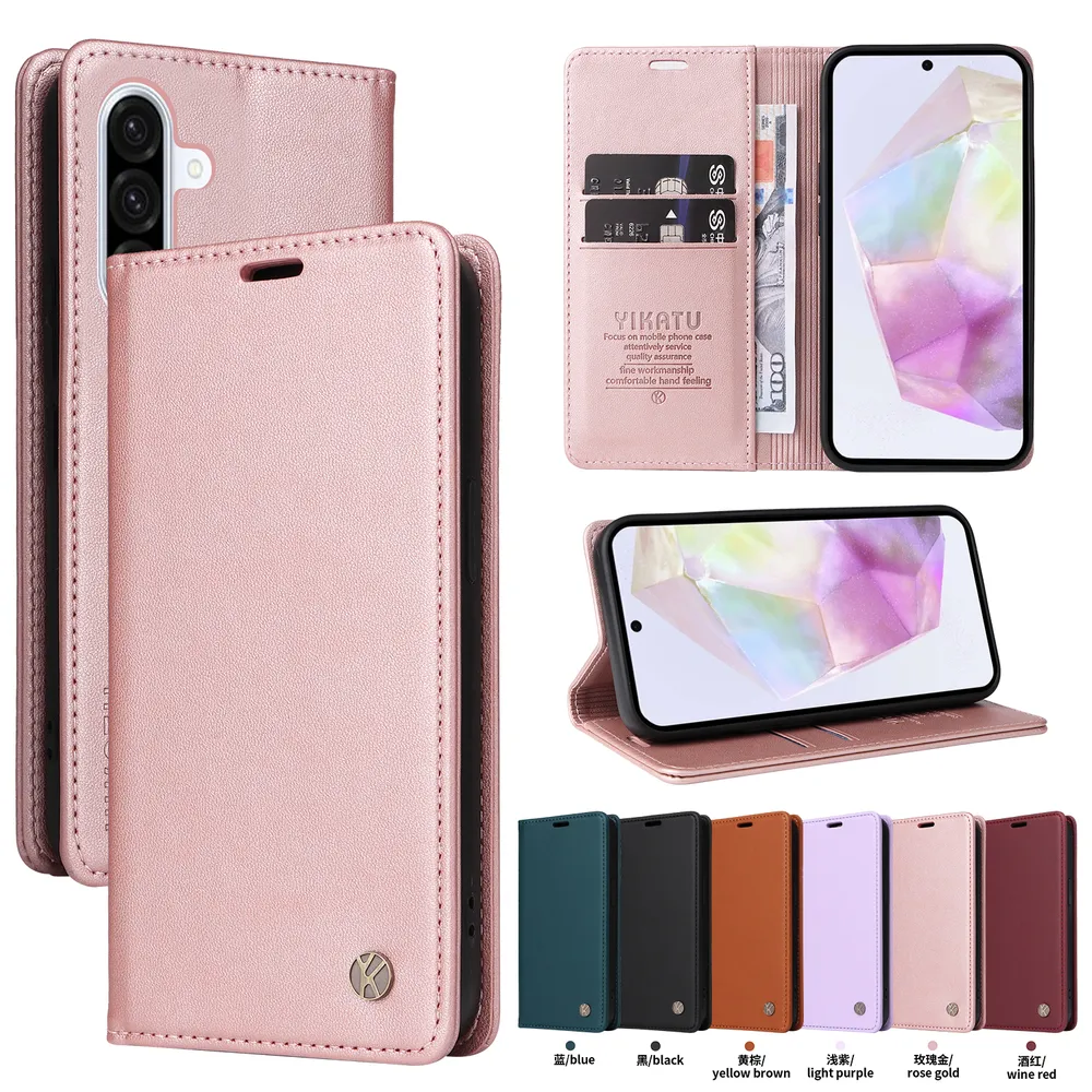 YIKATU YK-001 For Samsung Galaxy A36 5G Phone Wallet Case Anti-fall Phone Shell Magnetic Closure Flip Leather Cover Stand