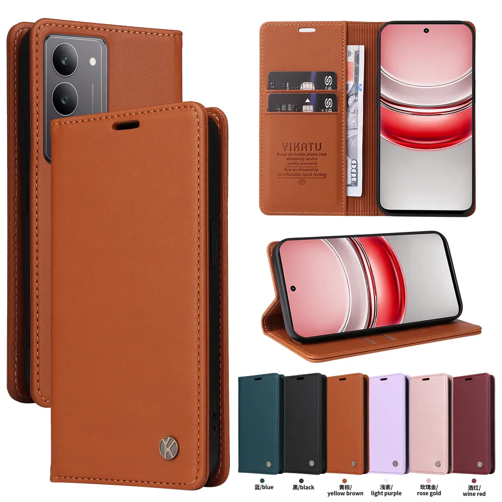YIKATU YK-001 For Oppo Realme C71 Phone Wallet Case Anti-fall Phone Shell Magnetic Closure Flip Leather Cover Stand