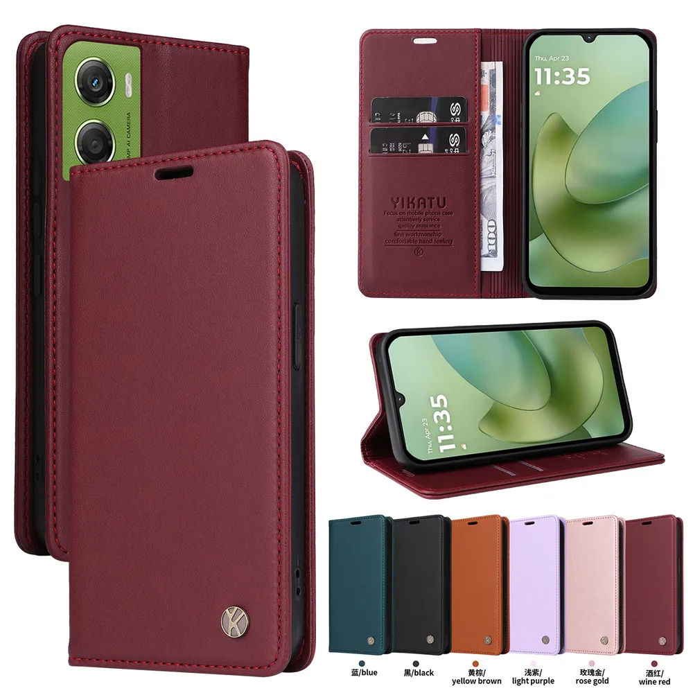 YIKATU YK-001 For Motorola Moto G06 4G Phone Wallet Case Anti-fall Phone Shell Magnetic Closure Flip Leather Cover Stand