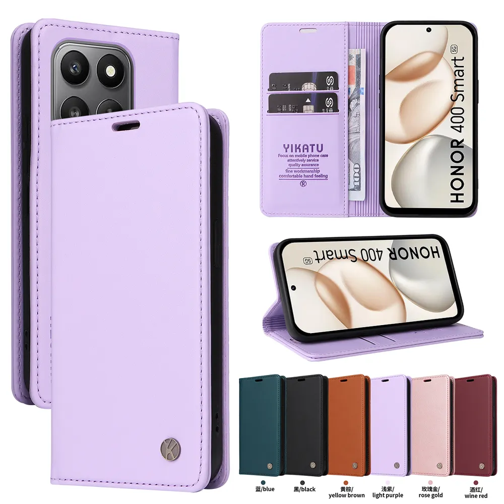 YIKATU YK-001 For Honor 400 Smart Phone Wallet Case Anti-fall Phone Shell Magnetic Closure Flip Leather Cover Stand