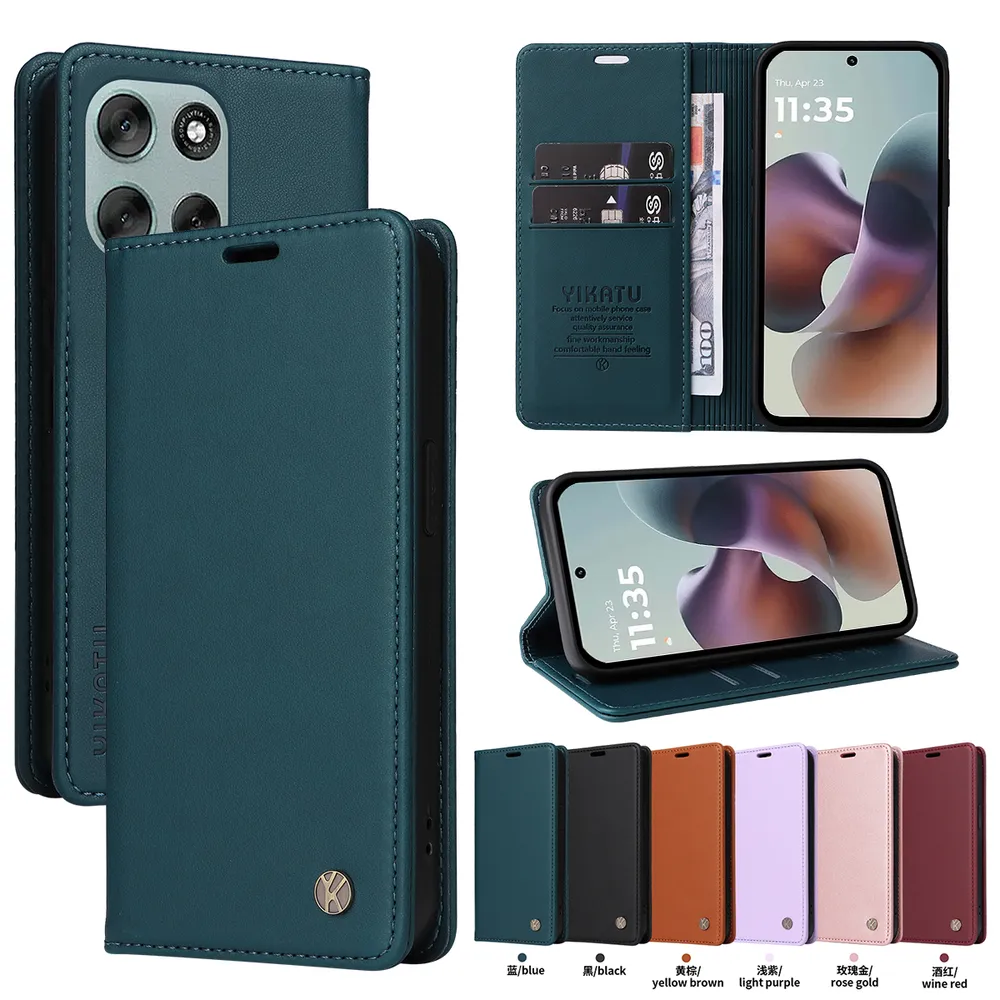 YIKATU YK-001 For Motorola Moto G56 Phone Wallet Case Anti-fall Phone Shell Magnetic Closure Flip Leather Cover Stand