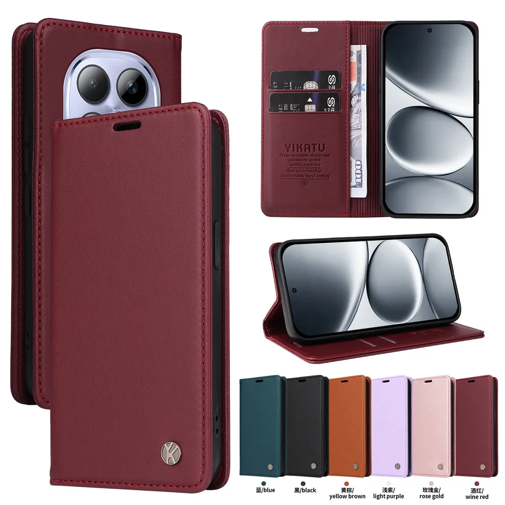 YIKATU YK-001 For Xiaomi Redmi Note 15 Pro 5G Phone Wallet Case Anti-fall Phone Shell Magnetic Closure Flip Leather Cover Stand