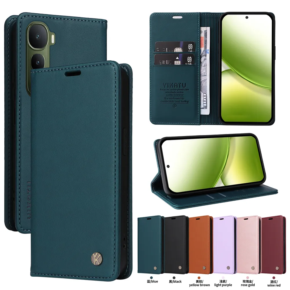 YIKATU YK-001 For Vivo Y400 5G Phone Wallet Case Anti-fall Phone Shell Magnetic Closure Flip Leather Cover Stand