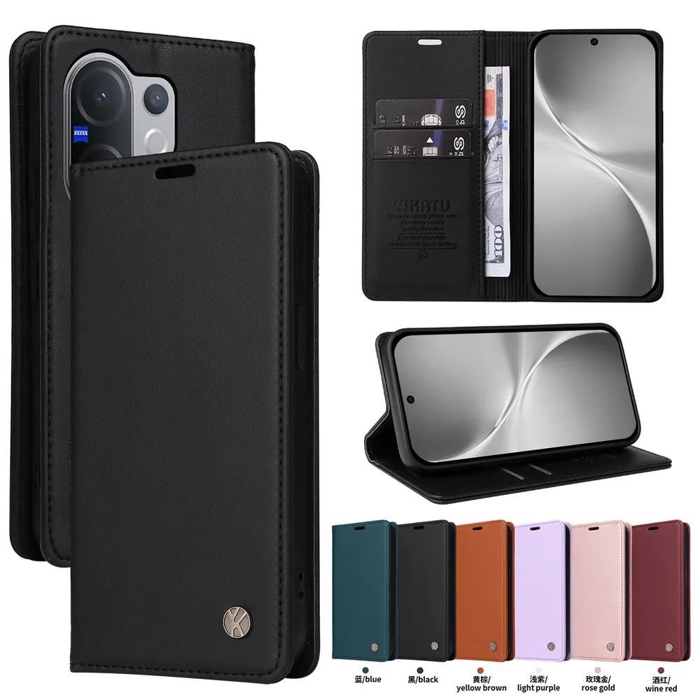 YIKATU YK-001 For Vivo V60 5G Phone Wallet Case Anti-fall Phone Shell Magnetic Closure Flip Leather Cover Stand