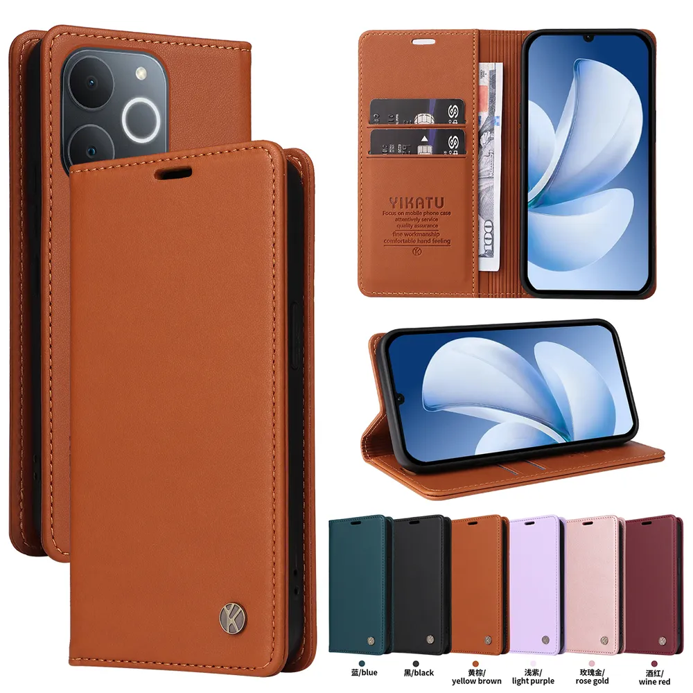 YIKATU YK-001 For Oppo Realme C71 4G Phone Wallet Case Anti-fall Phone Shell Magnetic Closure Flip Leather Cover Stand
