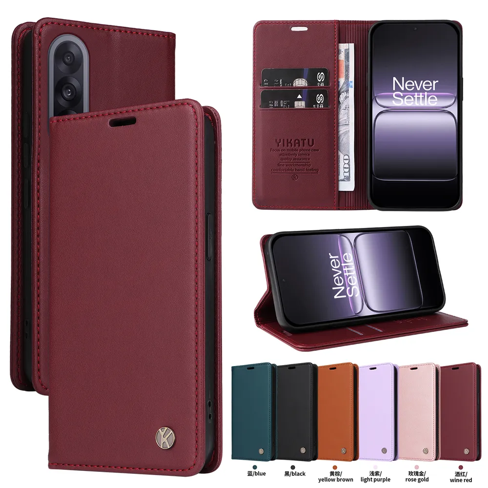 YIKATU YK-001 For Oneplus Nord 5 5G Phone Wallet Case Anti-fall Phone Shell Magnetic Closure Flip Leather Cover Stand