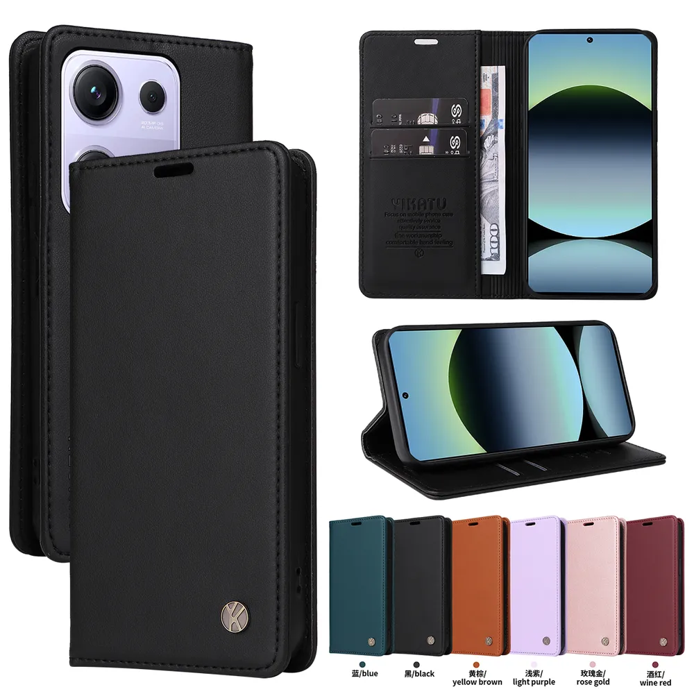 YIKATU YK-001 For Xiaomi Redmi Note 14S Phone Wallet Case Anti-fall Phone Shell Magnetic Closure Flip Leather Cover Stand