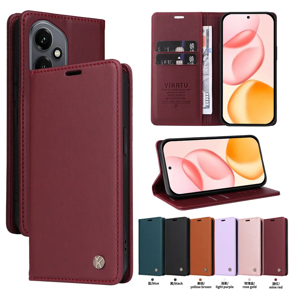 YIKATU YK-001 For Honor 400 5G Phone Wallet Case Anti-fall Phone Shell Magnetic Closure Flip Leather Cover Stand