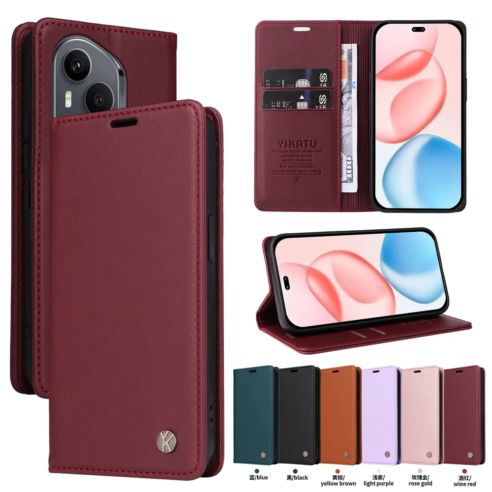 YIKATU YK-001 For Honor 400 Pro 5G Phone Wallet Case Anti-fall Phone Shell Magnetic Closure Flip Leather Cover Stand