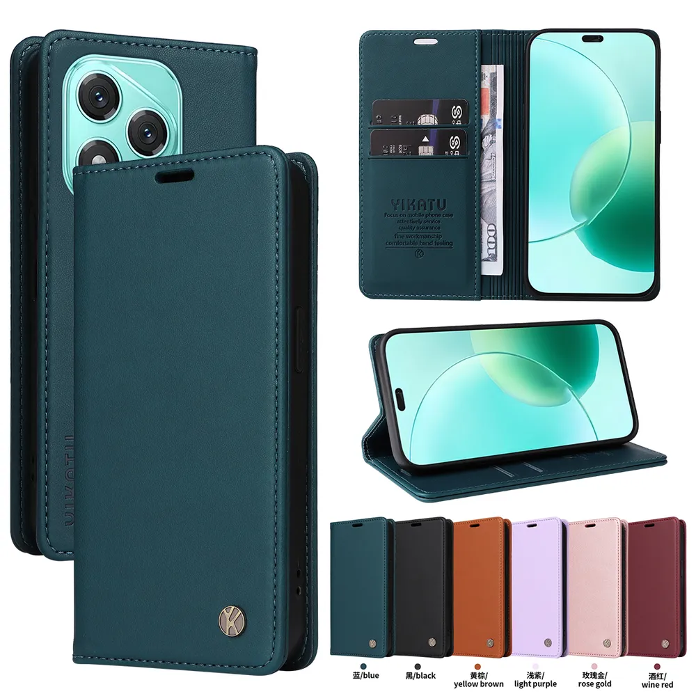 YIKATU YK-001 For Honor 400 Lite Phone Wallet Case Anti-fall Phone Shell Magnetic Closure Flip Leather Cover Stand