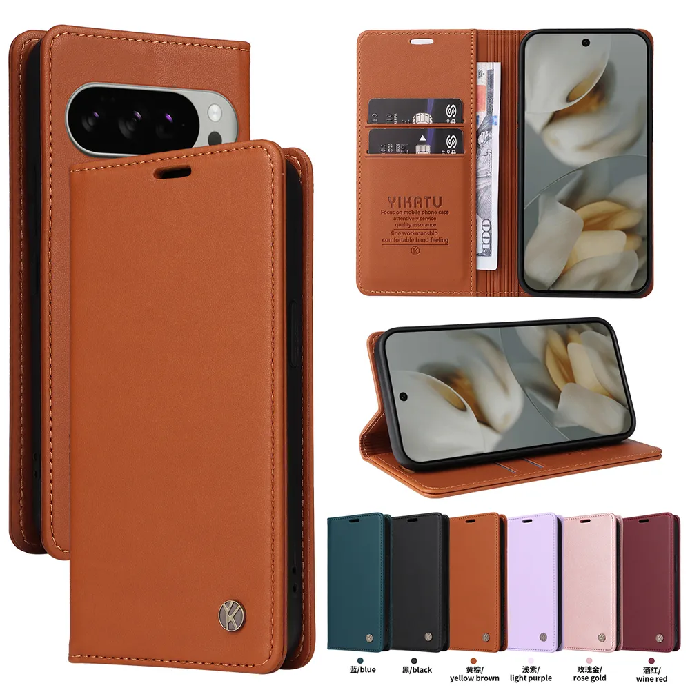 YIKATU YK-001 For Google Pixel 10 Pro XL 5G Phone Wallet Case Anti-fall Phone Shell Magnetic Closure Flip Leather Cover Stand