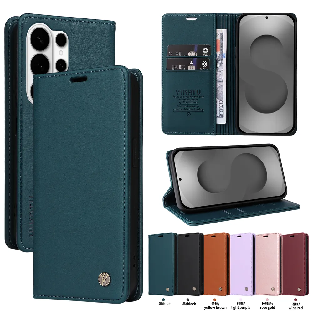YIKATU YK-001 For Samsung Galaxy S26 Ultra Phone Wallet Case Anti-fall Phone Shell Magnetic Closure Flip Leather Cover Stand