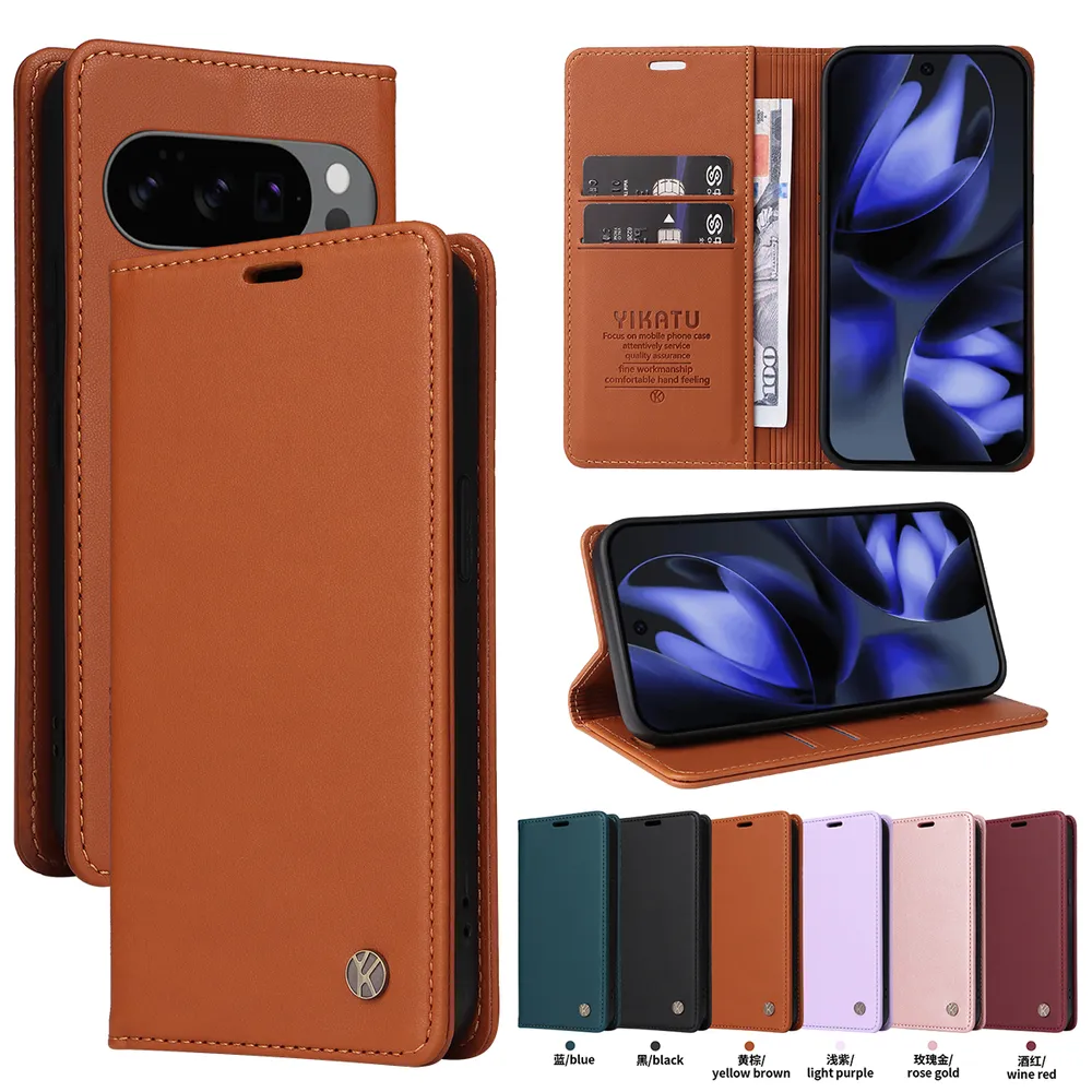YIKATU YK-001 For Google Pixel 9 5G/9 Pro 5G Phone Wallet Case Anti-fall Phone Shell Magnetic Closure Flip Leather Cover Stand