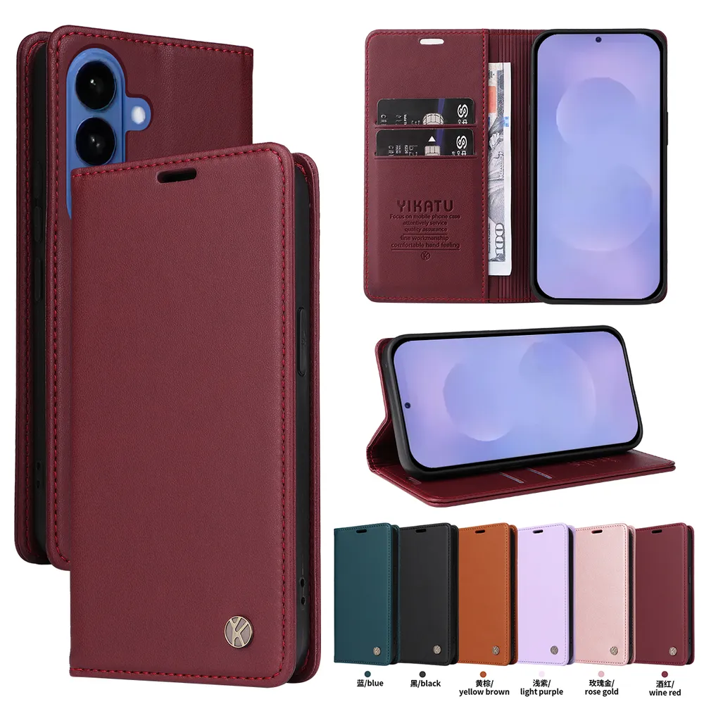YIKATU YK-001 For Samsung Galaxy S26 Pro Phone Wallet Case Anti-fall Phone Shell Magnetic Closure Flip Leather Cover Stand