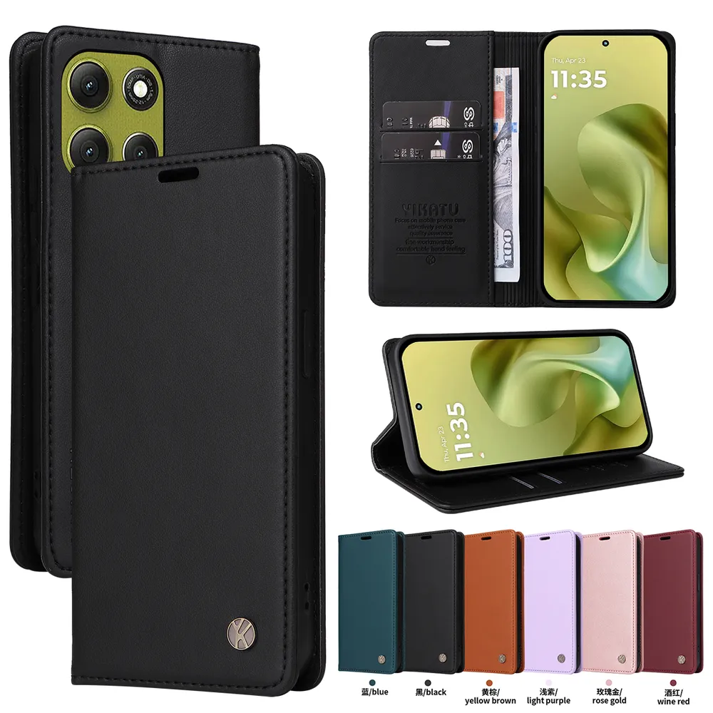 YIKATU YK-001 For Motorola Moto G86 Phone Wallet Case Anti-fall Phone Shell Magnetic Closure Flip Leather Cover Stand