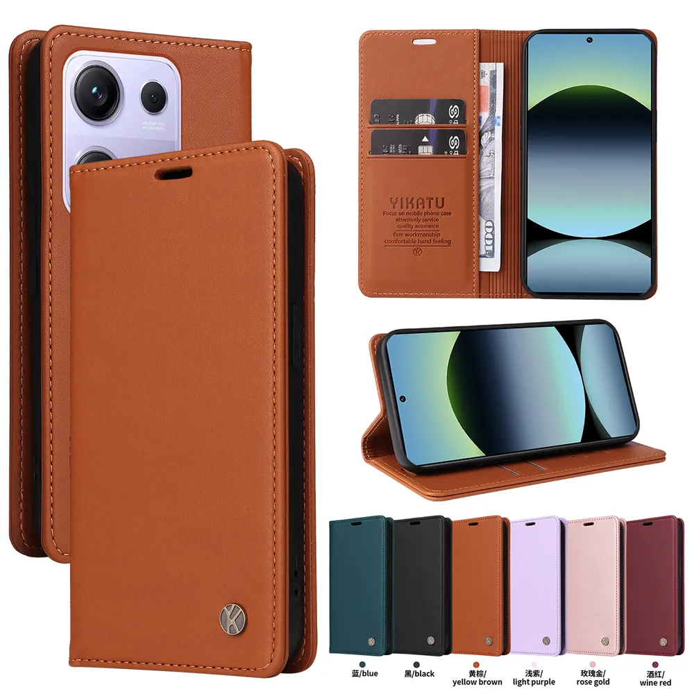 YIKATU YK-001 For Xiaomi Redmi Note 13 Pro 4G Phone Wallet Case Anti-fall Phone Shell Magnetic Closure Flip Leather Cover Stand