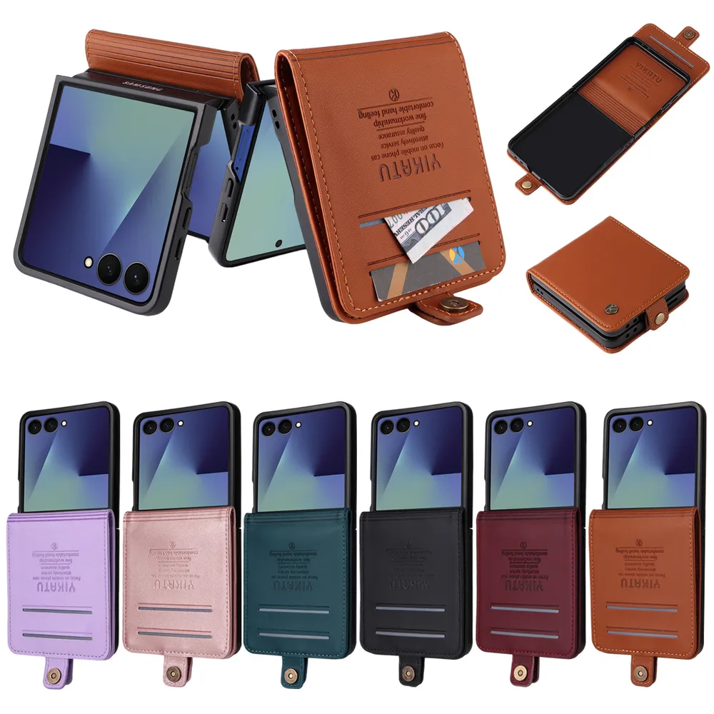 YIKATU YK-001 For Samsung Galaxy Z Flip 7 Phone Wallet Case Anti-fall Phone Shell Magnetic Closure Flip Leather Cover Stand