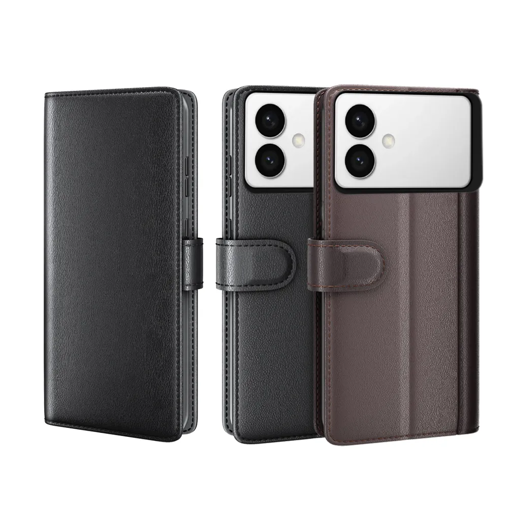 for Samsung Galaxy S26 Edge Side Flip Wallet Style Genuine Leather + Soft TPU Card Slots with Stand and Magnetic Buckle Case 