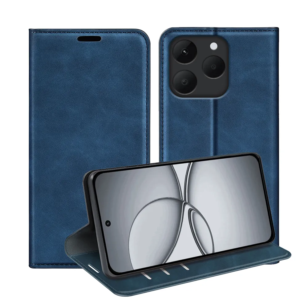 For Realme 15T Skin Feel Magnetic Attraction Flip Leather Wallet Case with Card Slot and Stand