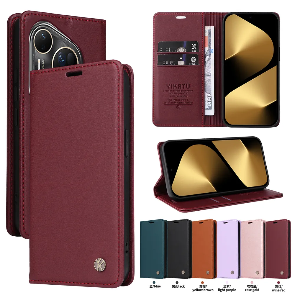 YIKATU YK-001 For Huawei Pura 80 Ultra Phone Wallet Case Anti-fall Phone Shell Magnetic Closure Flip Leather Cover Stand