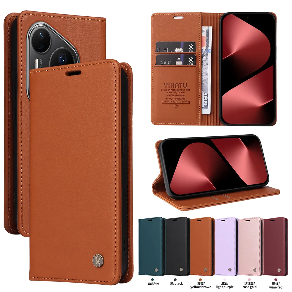YIKATU YK-001 For Huawei Pura 80 Pro Phone Wallet Case Anti-fall Phone Shell Magnetic Closure Flip Leather Cover Stand