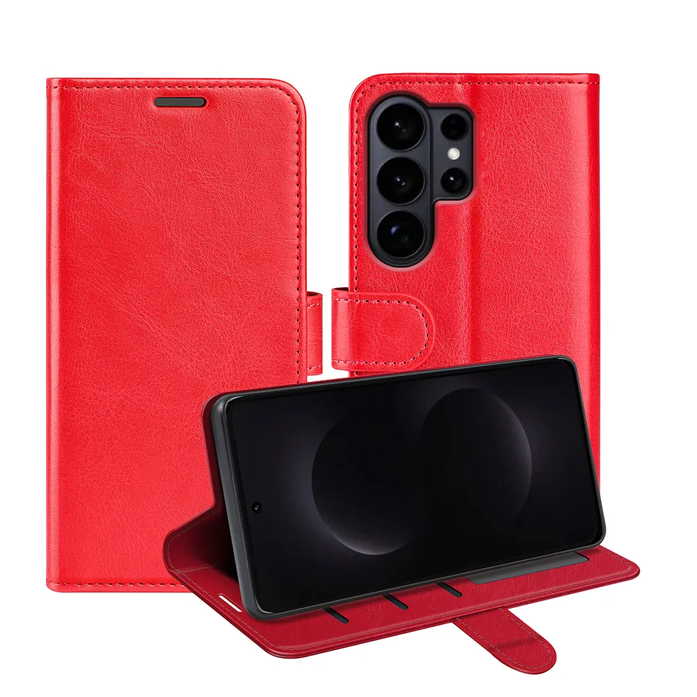 For Samsung Galaxy S26 Ultra R64 Pattern Single Folded Edge Folio Flip Leather Wallet Phone Case