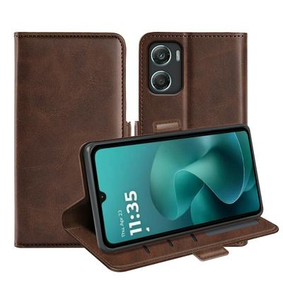For Motorola G06 4G / G06 Power 4G Double Buckle Wallet Style Folio Flip Leather Case with Stand and Card Slots Function