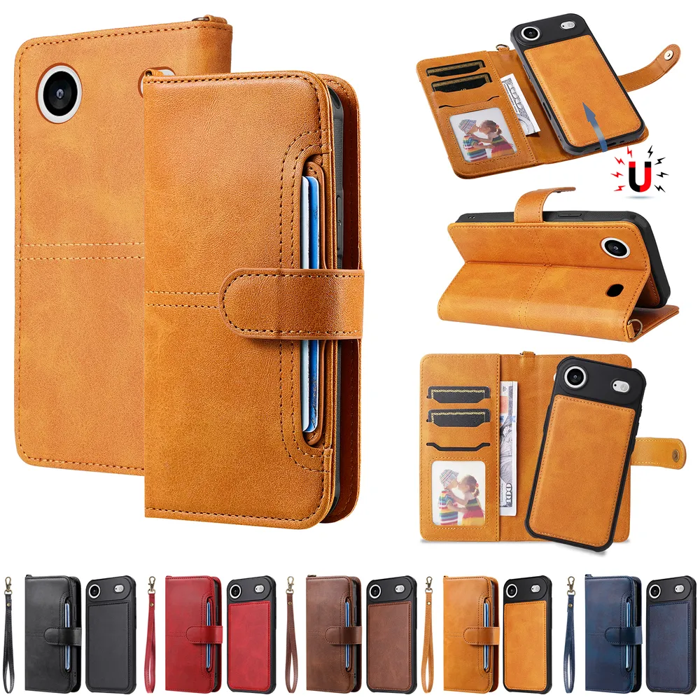 KT Multi-functional Series-4 for iPhone 17 Air Case Detachable PU Leather Zipper Flip Wallet Phone Cover