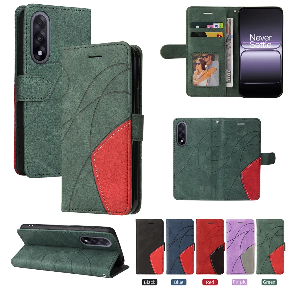 For Oneplus Ace 5 Ultra Double-color Stitching Scratch Resistant Wallet Leather Case 