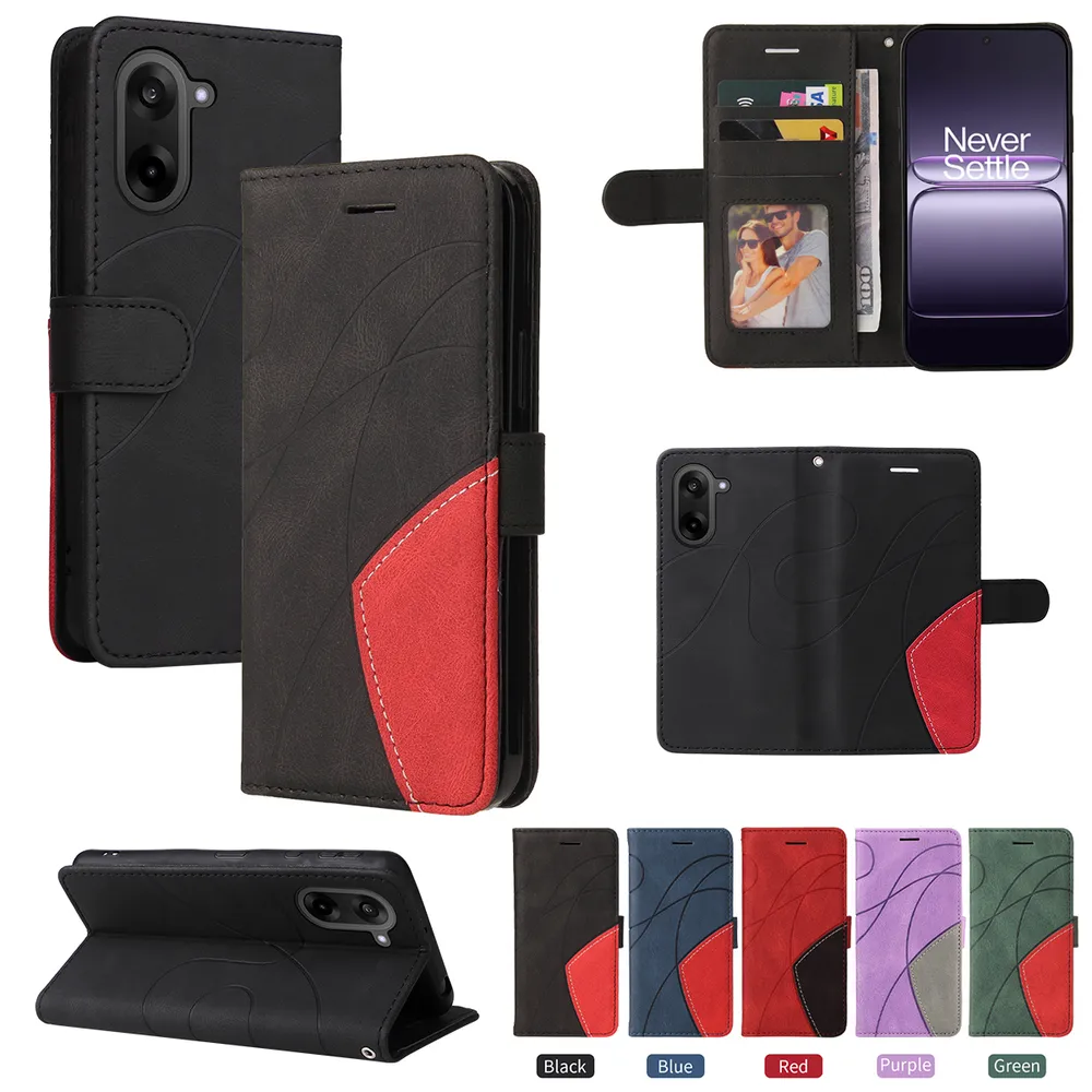For Oneplus Ace 5 Racing Double-color Stitching Scratch Resistant Wallet Leather Case 