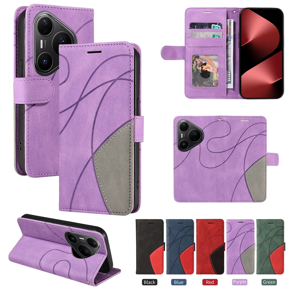 For Huawei Pura 80 Pro Double-color Stitching Scratch Resistant Wallet Leather Case 