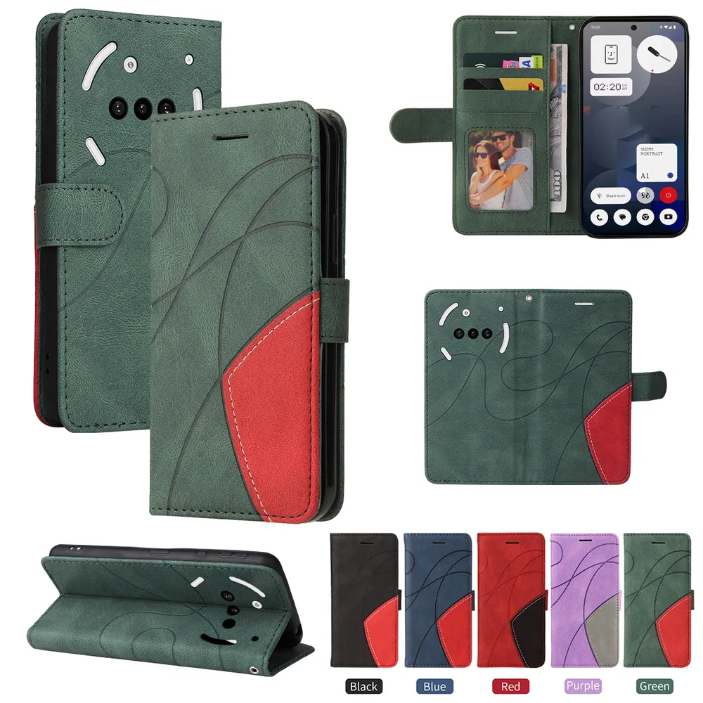 For Nothing phone 3A Double-color Stitching Scratch Resistant Wallet Leather Case 