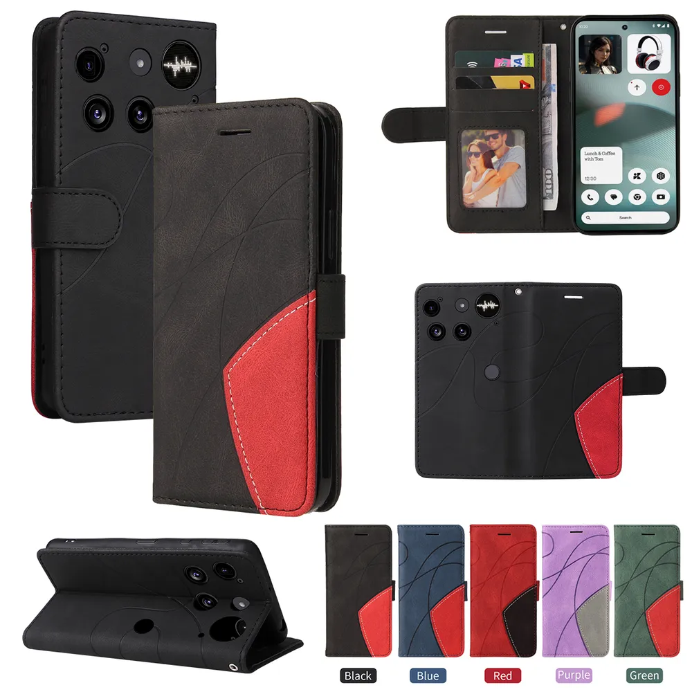 For Nothing phone 3 Double-color Stitching Scratch Resistant Wallet Leather Case 