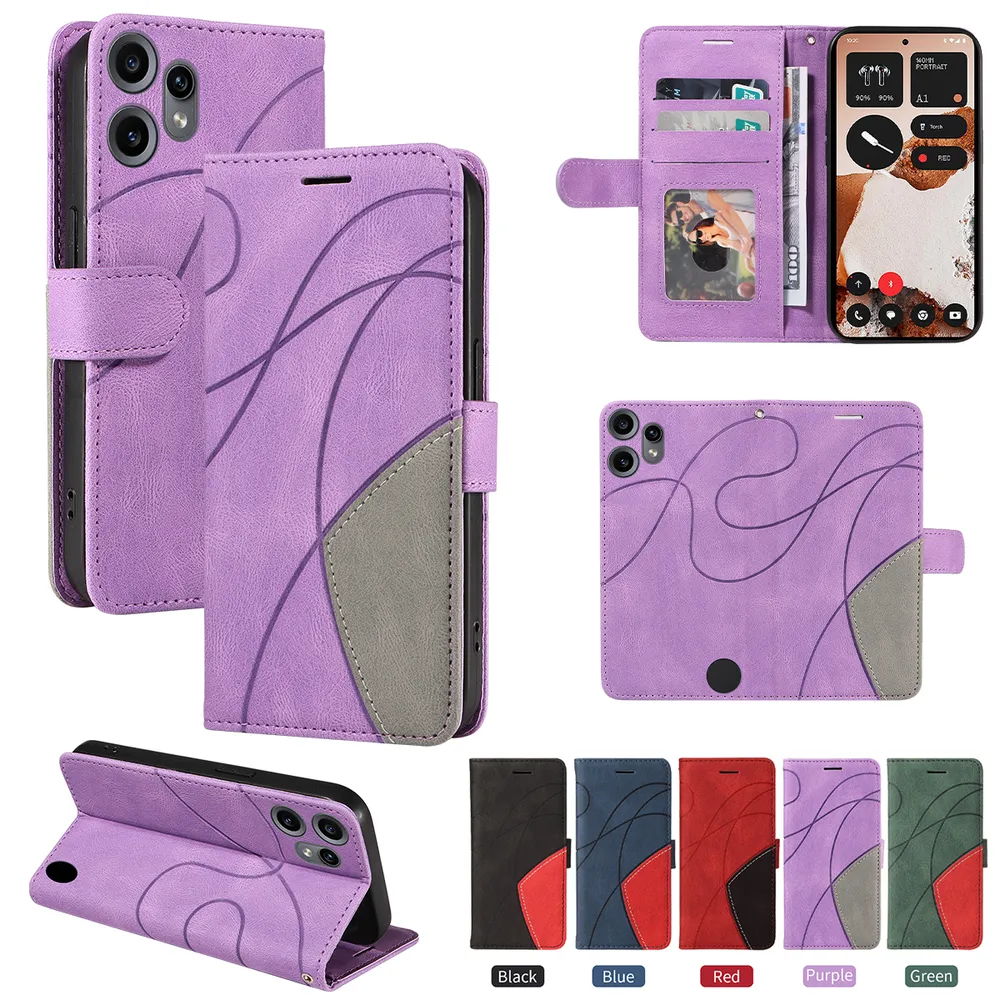 For Nothing phone 2 pro Double-color Stitching Scratch Resistant Wallet Leather Case 