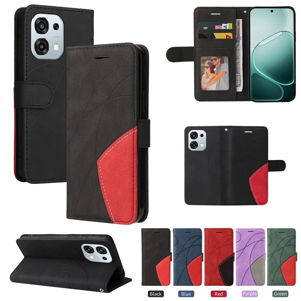 For Oppo F31 5G Double-color Stitching Scratch Resistant Wallet Leather Case 