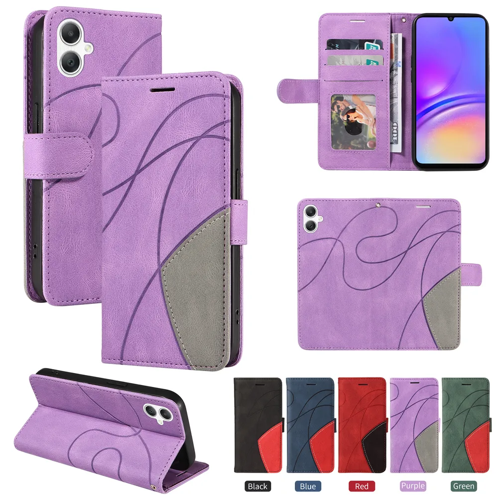 For Samsung Galaxy A07 5G Double-color Stitching Scratch Resistant Wallet Leather Case 