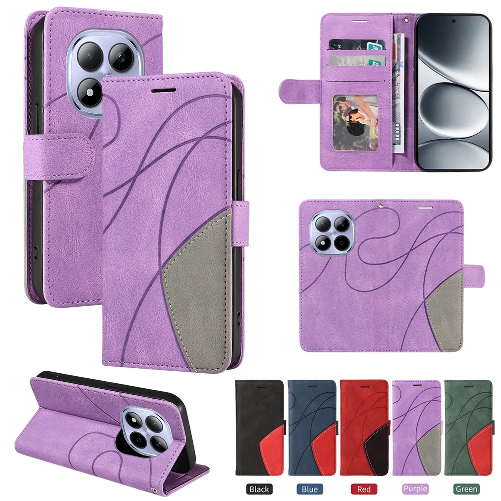 For Xiaomi Redmi Note 15 Pro 5G Double-color Stitching Scratch Resistant Wallet Leather Case 