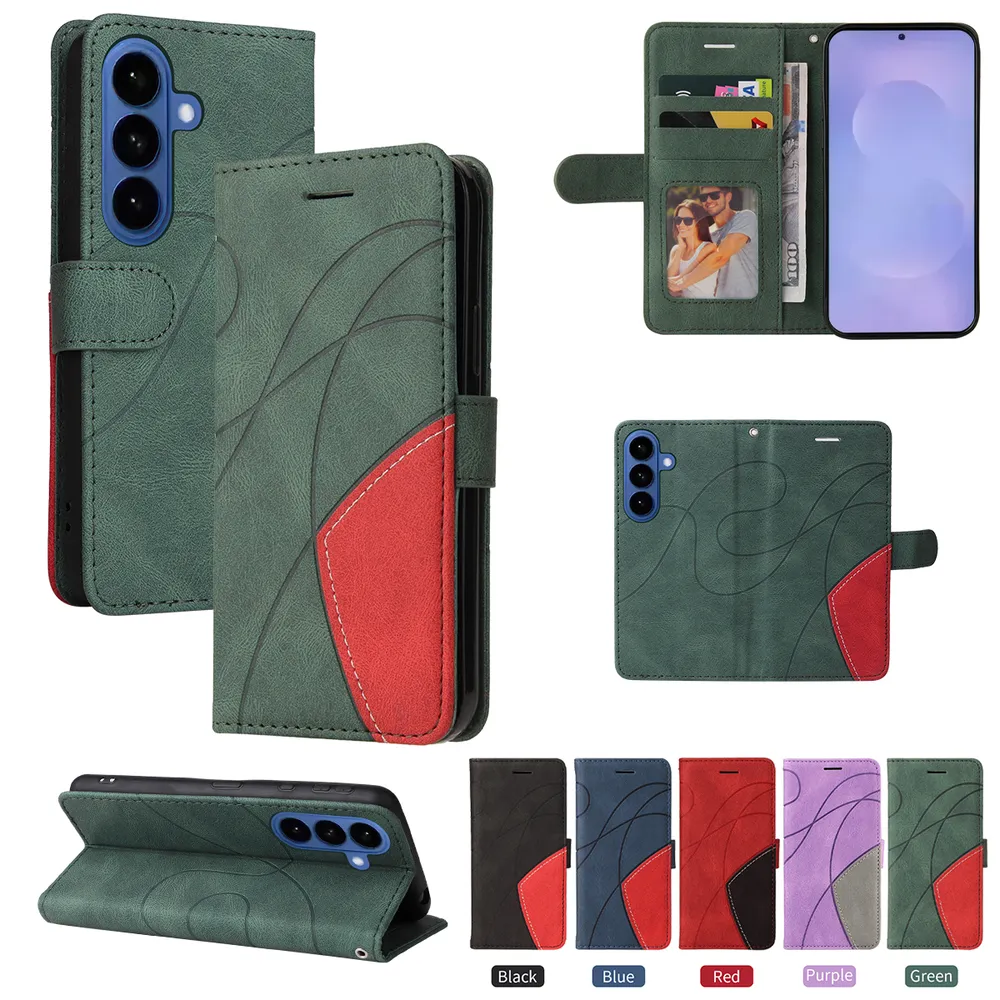 For Samsung Galaxy S26 Pro Double-color Stitching Scratch Resistant Wallet Leather Case 