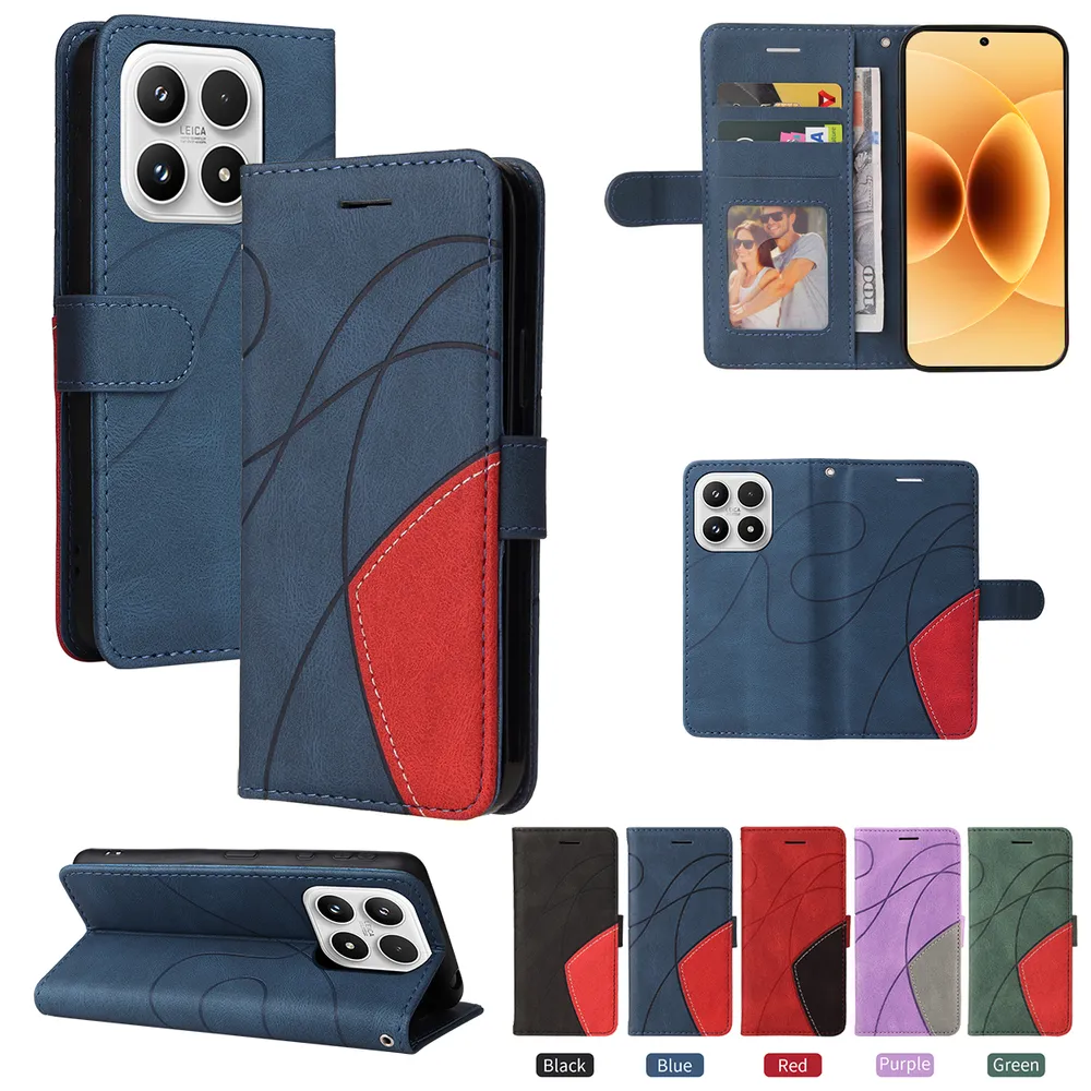 For Xiaomi 17 Double-color Stitching Scratch Resistant Wallet Leather Case 