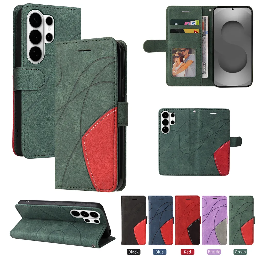For Samsung Galaxy S26 Ultra Double-color Stitching Scratch Resistant Wallet Leather Case 