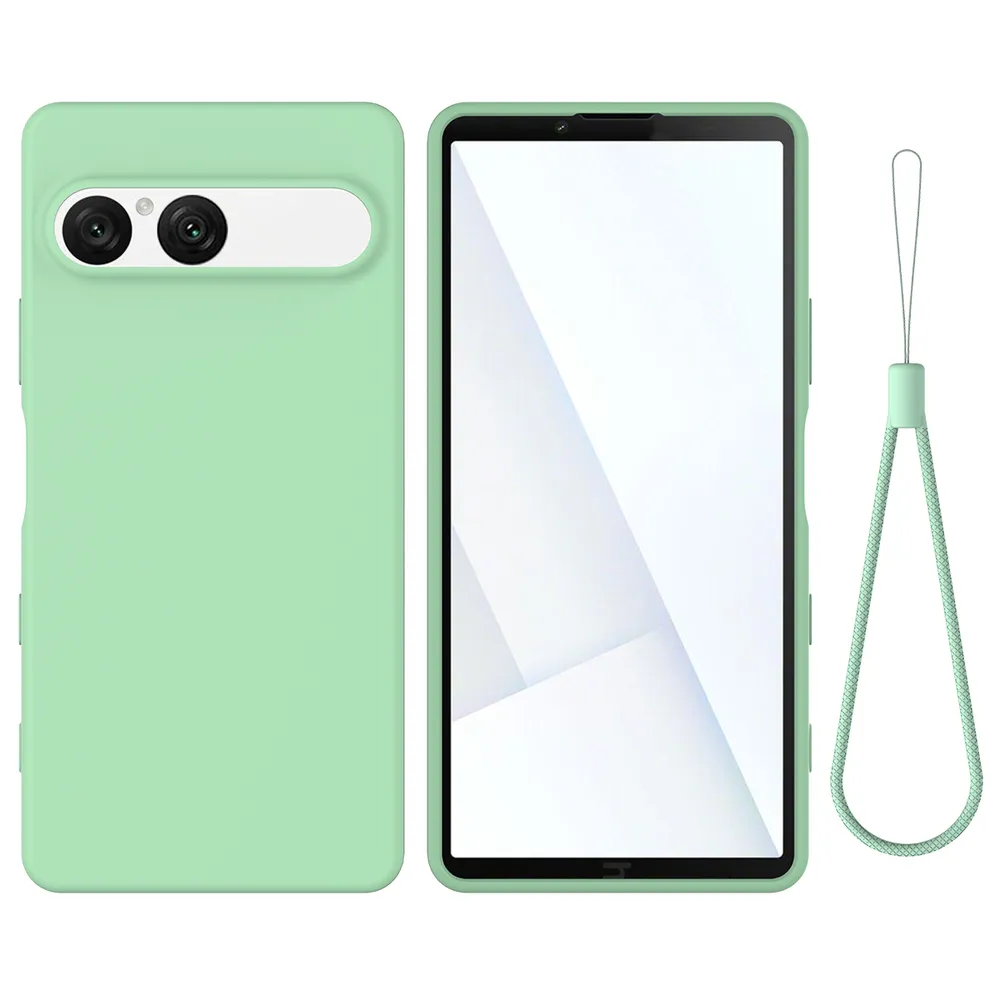 For Sony Xperia 10 VII Case Liquid Silicone Phone Back Cover with Hand Strap