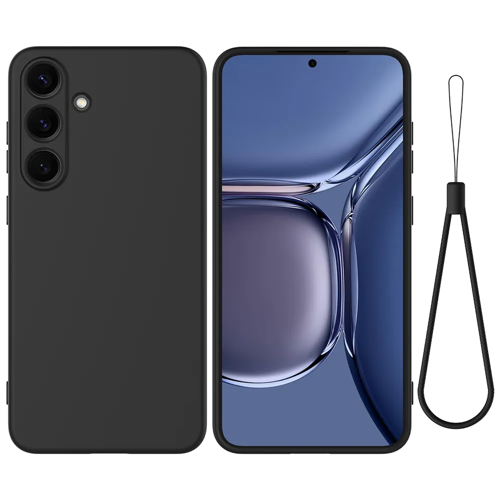 For Samsung Galaxy S25 FE Case Liquid Silicone Phone Back Cover with Hand Strap